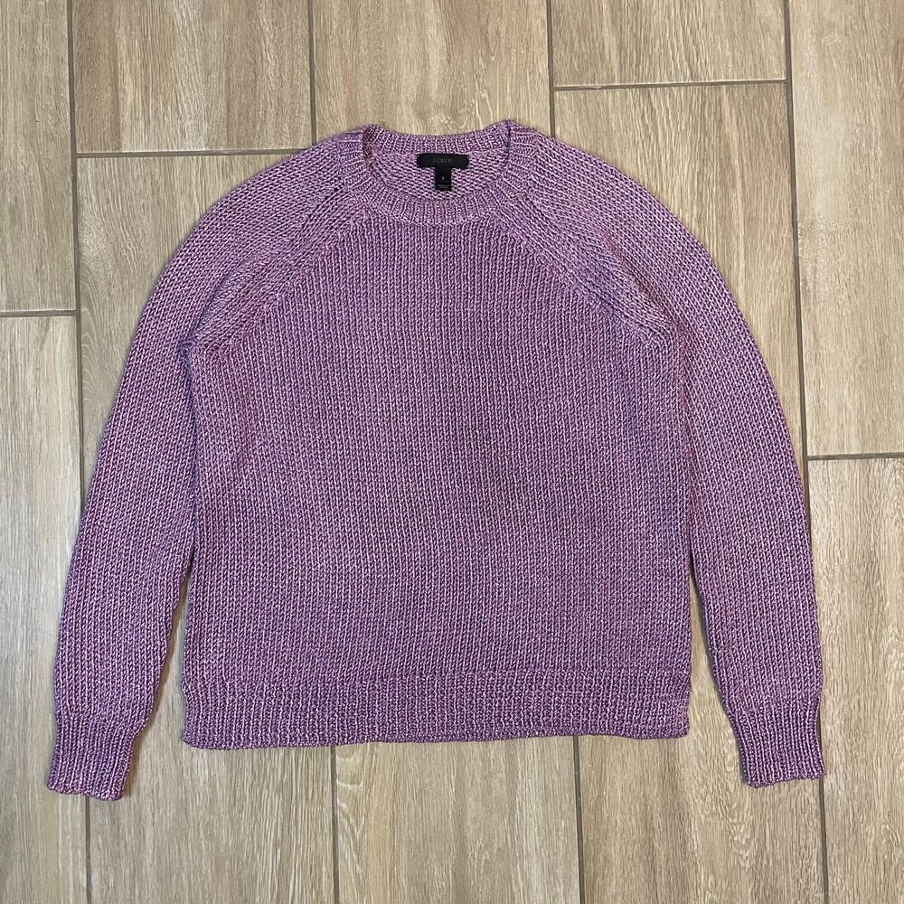 J.Crew Purple Metallic Knit Sweater Crewneck Long Sleeve Sparkle Size S